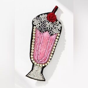 Price Firm - ANTHRO Small Beaded Icon Brooch - Milkshake